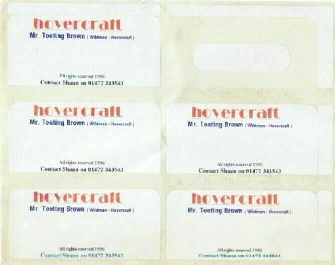 Original Hovercraft demo tape labels 1996